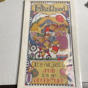 Colorful Parenthood Cross-Stitch Art